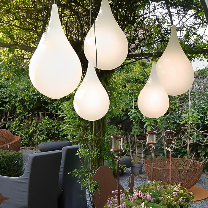Water Drop Outdoor Hanging Light, IP65 Waterproof LED Pendant for Patio/Garden/Courtyard