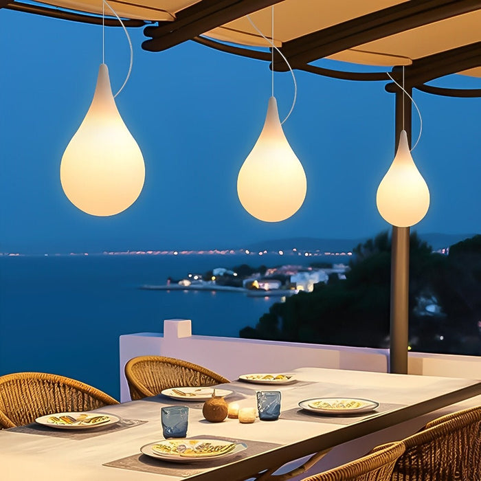 Water Drop Outdoor Hanging Light, IP65 Waterproof LED Pendant for Patio/Garden/Courtyard