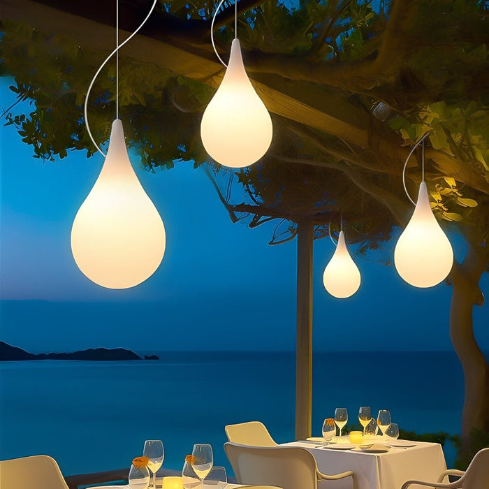 Water Drop Outdoor Hanging Light, IP65 Waterproof LED Pendant for Patio/Garden/Courtyard