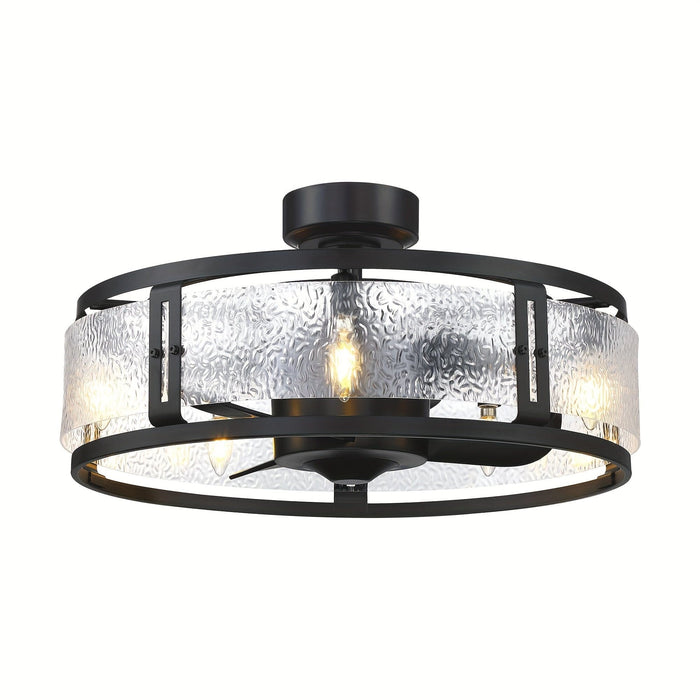 25 in. Semi-Flush Mount Ceiling Fan Fandelier with Lights and Remote Control, Modern Ceiling Fan with Glass Caged Reversible Blades-ErisView