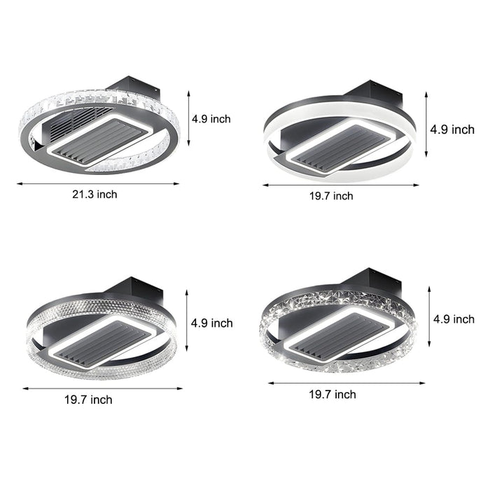 19.7 In. Nordic 6 Speeds Bladeless Ceiling Fan with LED Light. Remote Control