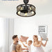 26 in. Caged Farmhouse Industrial Ceiling Fan with Lights, Matte Black Indoor Outdoor Flush Mount Ceiling Fan with Remote-13-ErisView