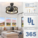 26 in. Caged Farmhouse Industrial Ceiling Fan with Lights, Matte Black Indoor Outdoor Flush Mount Ceiling Fan with Remote-14-ErisView
