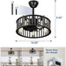26 in. Caged Farmhouse Industrial Ceiling Fan with Lights, Matte Black Indoor Outdoor Flush Mount Ceiling Fan with Remote-15-ErisView