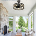 26 in. Caged Farmhouse Industrial Ceiling Fan with Lights, Matte Black Indoor Outdoor Flush Mount Ceiling Fan with Remote-16-ErisView