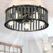 26 in. Caged Farmhouse Industrial Ceiling Fan with Lights, Matte Black Indoor Outdoor Flush Mount Ceiling Fan with Remote-18-ErisView