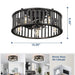 26 in. Caged Farmhouse Industrial Ceiling Fan with Lights, Matte Black Indoor Outdoor Flush Mount Ceiling Fan with Remote-23-ErisView