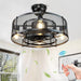 26 in. Caged Farmhouse Industrial Ceiling Fan with Lights, Matte Black Indoor Outdoor Flush Mount Ceiling Fan with Remote-27-ErisView