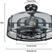 26 in. Caged Farmhouse Industrial Ceiling Fan with Lights, Matte Black Indoor Outdoor Flush Mount Ceiling Fan with Remote-31-ErisView