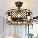 26 in. Caged Farmhouse Industrial Ceiling Fan with Lights, Matte Black Indoor Outdoor Flush Mount Ceiling Fan with Remote-35-ErisView