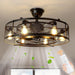 26 in. Caged Farmhouse Industrial Ceiling Fan with Lights, Matte Black Indoor Outdoor Flush Mount Ceiling Fan with Remote-1-ErisView