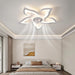 26 in. Geometric Remote Control Ceiling Fan and Light, White Low Profile Flush Mount Ceiling Fan for Kitchen Bedroom Living Room-6-ErisView