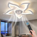 26 in. Geometric Remote Control Ceiling Fan and Light, White Low Profile Flush Mount Ceiling Fan for Kitchen Bedroom Living Room-1-ErisView