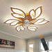 26 in. Modern Flower-Shaped Ceiling Fan with LED Light Remote Control, Low Profile Flush Mount Ceiling Fan, Smart Dimmable Bladeless Ceiling Fan-Gold-ErisView