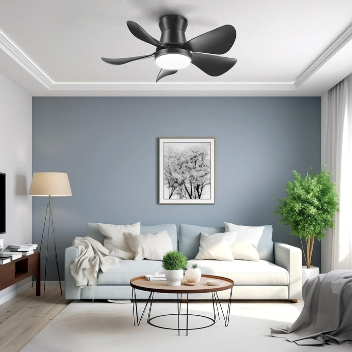 26 in. Outdoor Low Profile Flush Mount for Patio, Remote Control Ceiling Fan and Light APP Control, Indoor Ceiling Fan for Kitchen Bedroom-6-ErisView