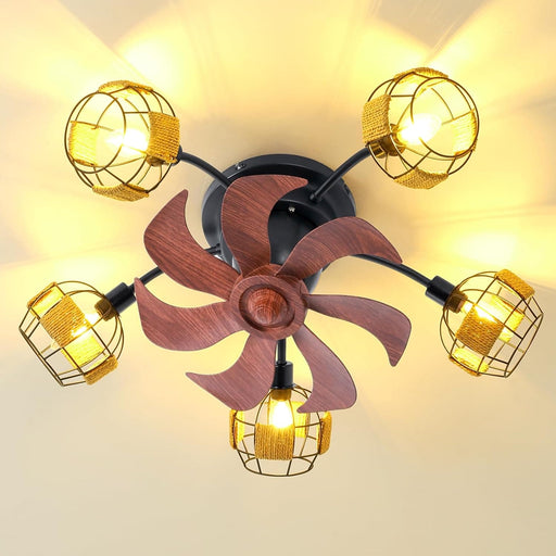 26 in. Small Country Style Rustic Ceiling Fans with Lights for Kitchen Bedroom, Boho Ceiling Fan with Lights, Reversible Oscillating Ceiling Fan-1-ErisView