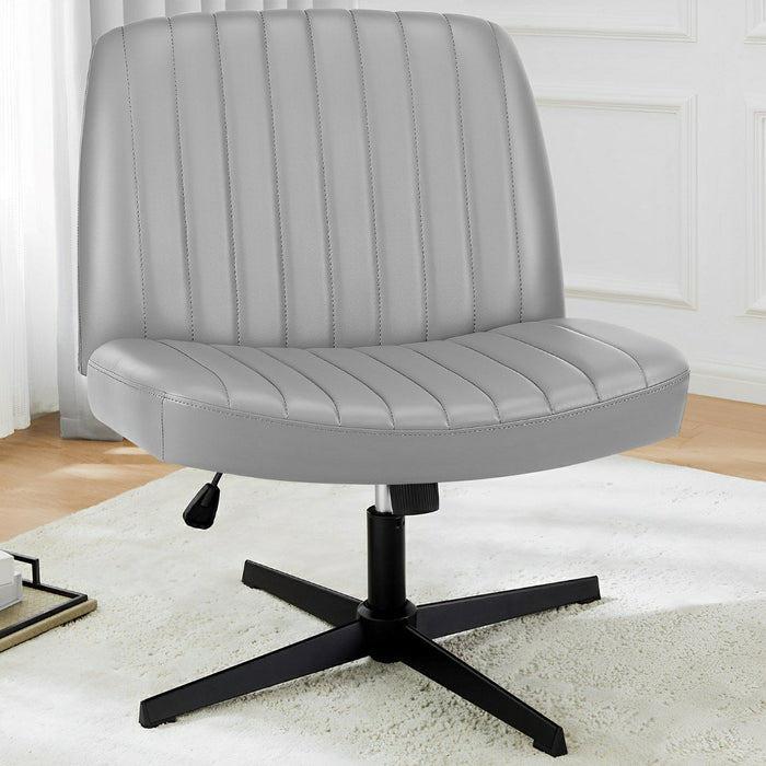 Ergonomic Cross-Legged Office Chair, Armless Swivel Desk Seating, Adjustable Height/Rocking, 300lb Capacity