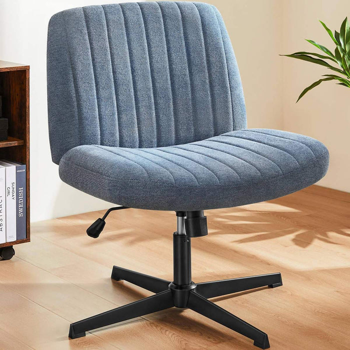 Ergonomic Cross-Legged Office Chair, Armless Swivel Desk Seating, Adjustable Height/Rocking, 300lb Capacity