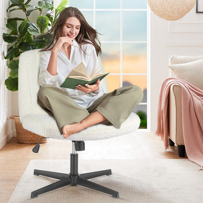 Ergonomic Cross-Legged Office Chair, Armless Swivel Desk Seating, Adjustable Height/Rocking, 300lb Capacity