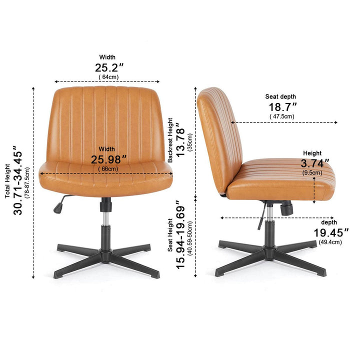 Ergonomic Cross-Legged Office Chair, Armless Swivel Desk Seating, Adjustable Height/Rocking, 300lb Capacity