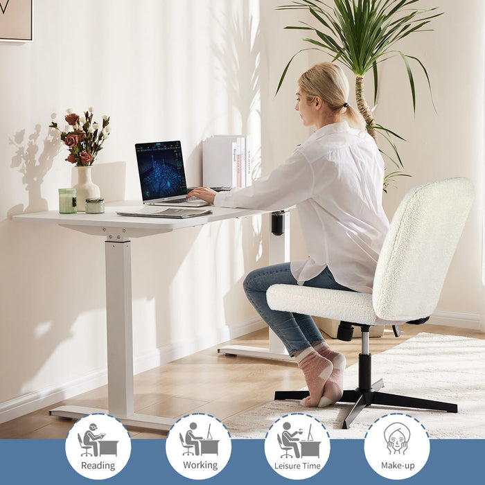 Ergonomic Cross-Legged Office Chair, Armless Swivel Desk Seating, Adjustable Height/Rocking, 300lb Capacity