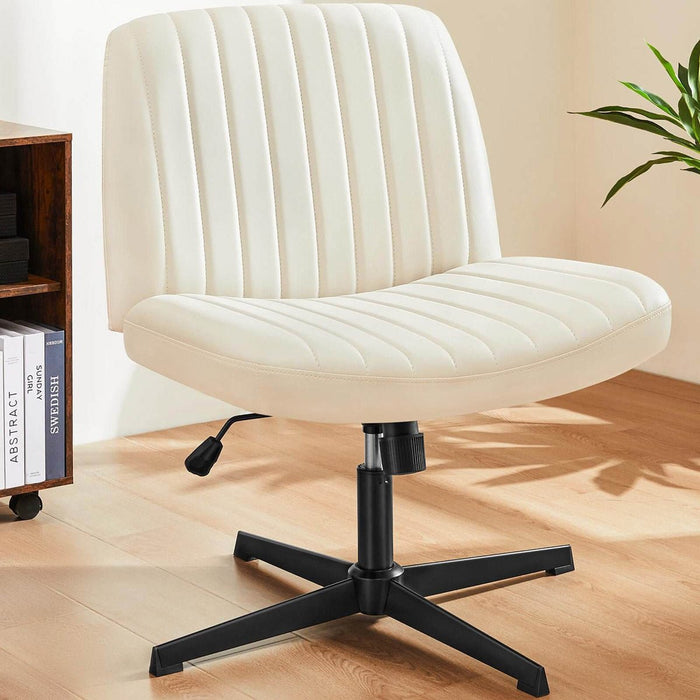 Ergonomic Cross-Legged Office Chair, Armless Swivel Desk Seating, Adjustable Height/Rocking, 300lb Capacity