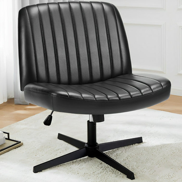 Ergonomic Cross-Legged Office Chair, Armless Swivel Desk Seating, Adjustable Height/Rocking, 300lb Capacity