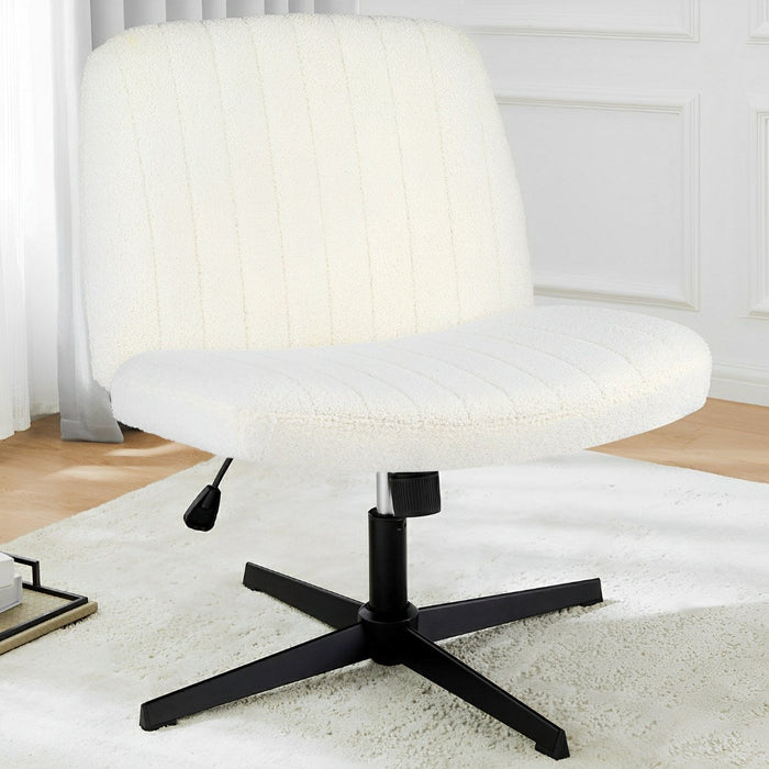 Ergonomic Cross-Legged Office Chair, Armless Swivel Desk Seating, Adjustable Height/Rocking, 300lb Capacity