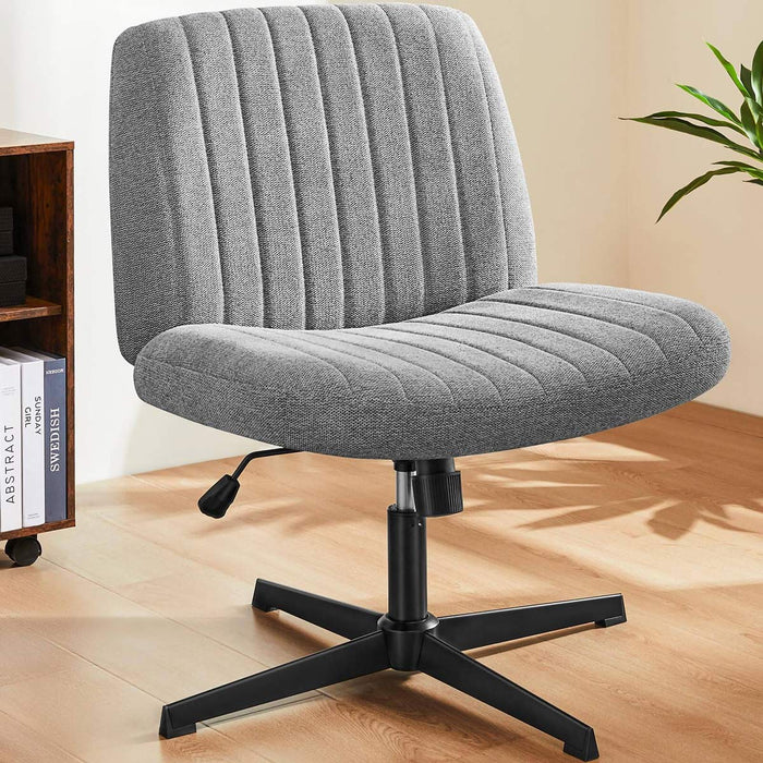 Ergonomic Cross-Legged Office Chair, Armless Swivel Desk Seating, Adjustable Height/Rocking, 300lb Capacity