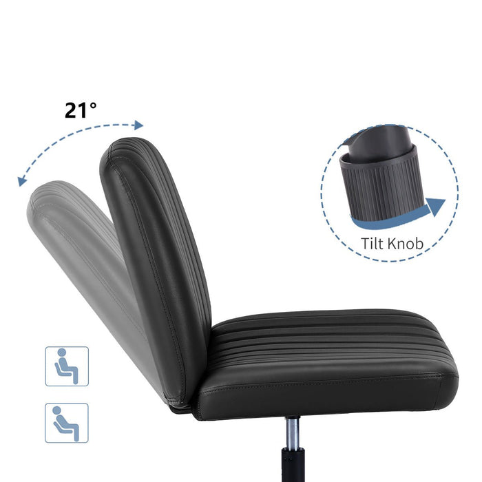 Ergonomic Cross-Legged Office Chair, Armless Swivel Desk Seating, Adjustable Height/Rocking, 300lb Capacity