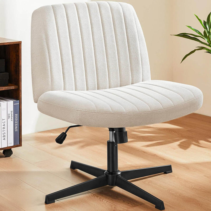 Ergonomic Cross-Legged Office Chair, Armless Swivel Desk Seating, Adjustable Height/Rocking, 300lb Capacity