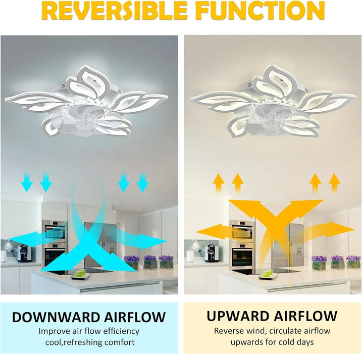 26.8 in. Bedroom Ceiling Fans with Lights Remote Control, Modern Dimmable Chandelier Ceiling Fan for Living Room Bedroom Dining Room-2-ErisView