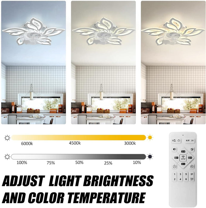 26.8 in. Bedroom Ceiling Fans with Lights Remote Control, Modern Dimmable Chandelier Ceiling Fan for Living Room Bedroom Dining Room-3-ErisView