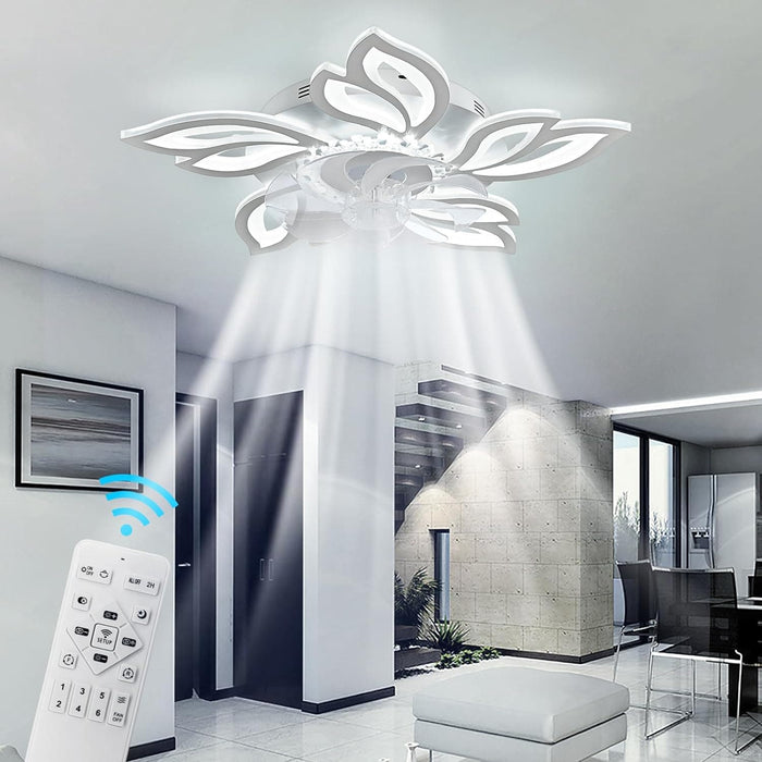 26.8 in. Bedroom Ceiling Fans with Lights Remote Control, Modern Dimmable Chandelier Ceiling Fan for Living Room Bedroom Dining Room-6-ErisView