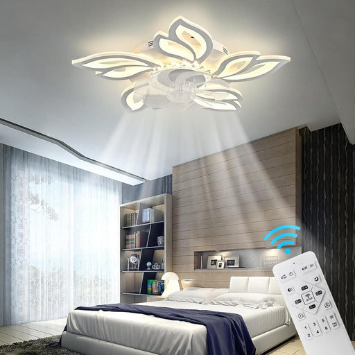 26.8 in. Bedroom Ceiling Fans with Lights Remote Control, Modern Dimmable Chandelier Ceiling Fan for Living Room Bedroom Dining Room-1-ErisView