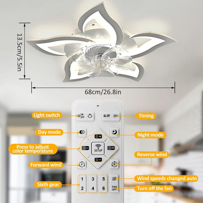 27 in. Ceiling Fan with Dimmable LED Light, White Reversible Ceiling Fan -2-ErisView