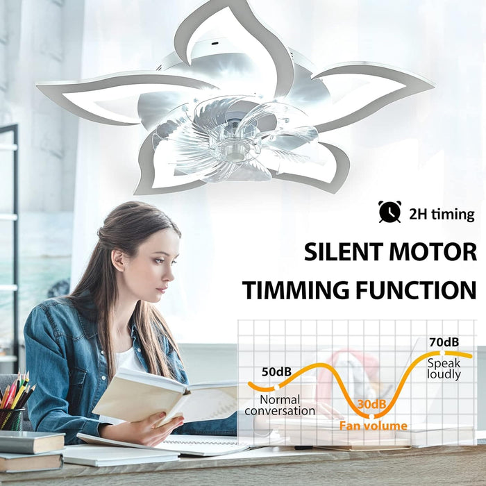 27 in. Ceiling Fan with Dimmable LED Light, White Reversible Ceiling Fan -6-ErisView