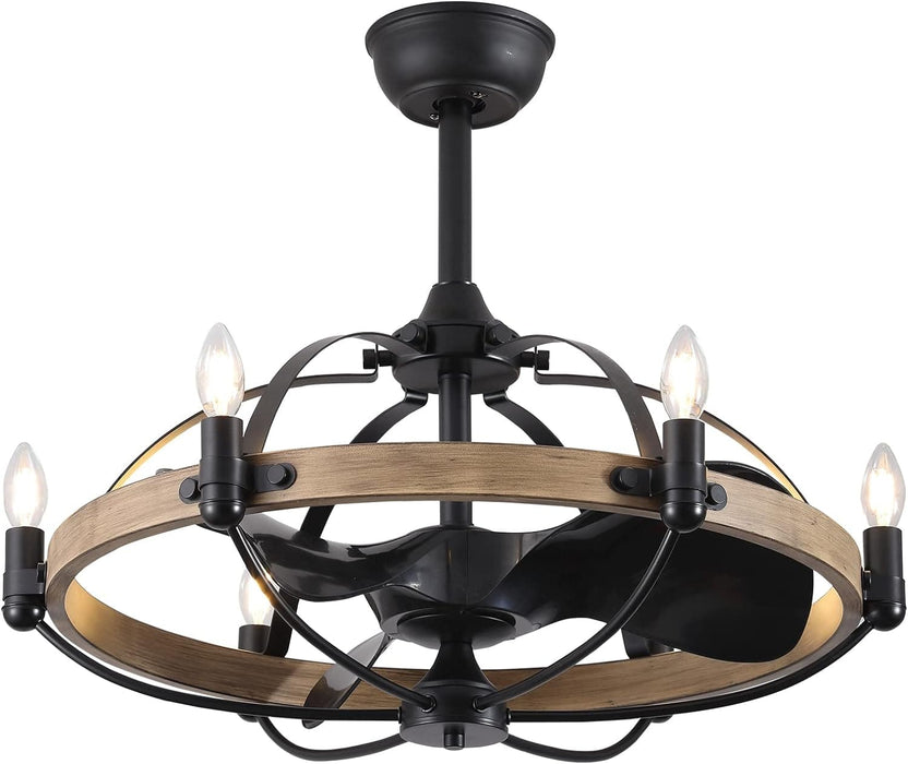 27 in. Farmhouse Ceiling Fan with Light Remote, Vintage Chandelier Ceiling Fan for Kitchen Dining Room Living Room-8-ErisView