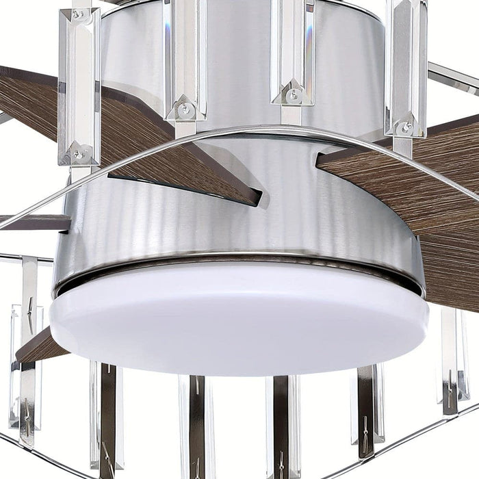 27 in. Low Profile LED Flush Mount Ceiling Fan with Remote, Round Indoor Sliver Ceiling Fan-ErisView