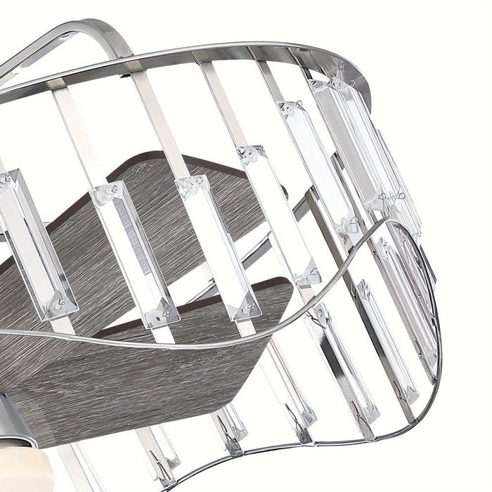 27 in. Low Profile LED Flush Mount Ceiling Fan with Remote, Round Indoor Sliver Ceiling Fan-ErisView