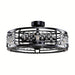 27 in. Modern Enclosed Caged Ceiling Fan with Reversible Blades, Farmhouse Crystal Ceiling Fan with LED Light and Remote Control for Dining Rooom Bedroom-ErisView