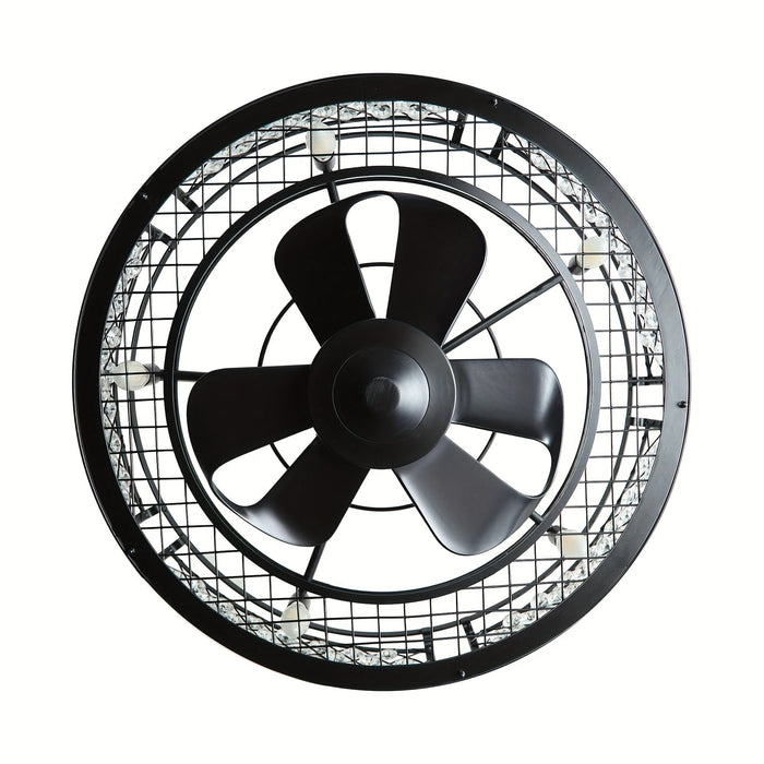 27 in. Modern Enclosed Caged Ceiling Fan with Reversible Blades, Farmhouse Crystal Ceiling Fan with LED Light and Remote Control for Dining Rooom Bedroom-ErisView