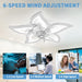 27 in. White Modern Ceiling Fan, Dimmable Remote Ceiling Fan with Light Remote APP Control, Small Flush Mount Ceiling Fans with LED Light-3-ErisView