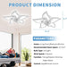 27 in. White Modern Ceiling Fan, Dimmable Remote Ceiling Fan with Light Remote APP Control, Small Flush Mount Ceiling Fans with LED Light-6-ErisView