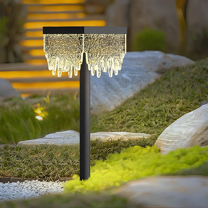 Solar Square Waterfall Landscape Light, Dusk to Dawn LED, IP65 Waterproof for Lawn/Pathway/Patio