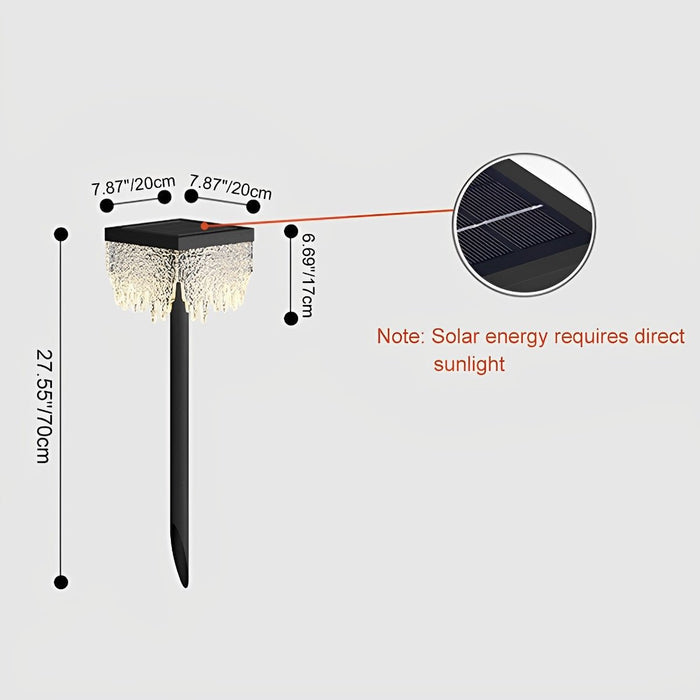 Solar Square Waterfall Landscape Light, Dusk to Dawn LED, IP65 Waterproof for Lawn/Pathway/Patio