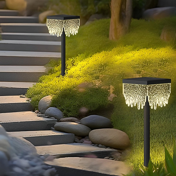 Solar Square Waterfall Landscape Light, Dusk to Dawn LED, IP65 Waterproof for Lawn/Pathway/Patio