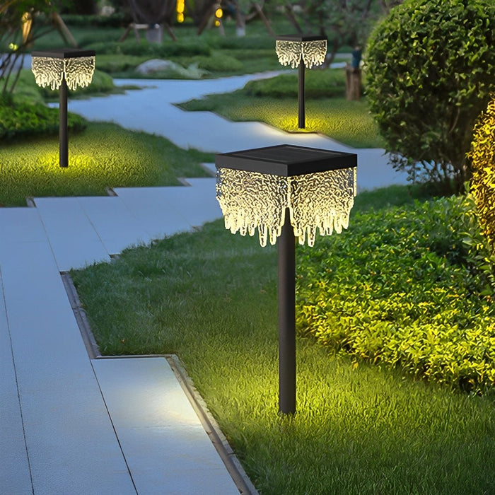 Solar Square Waterfall Landscape Light, Dusk to Dawn LED, IP65 Waterproof for Lawn/Pathway/Patio