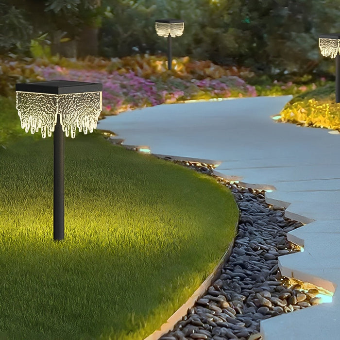 Solar Square Waterfall Landscape Light, Dusk to Dawn LED, IP65 Waterproof for Lawn/Pathway/Patio