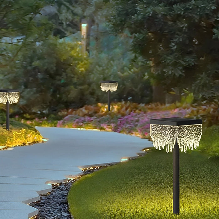Solar Square Waterfall Landscape Light, Dusk to Dawn LED, IP65 Waterproof for Lawn/Pathway/Patio